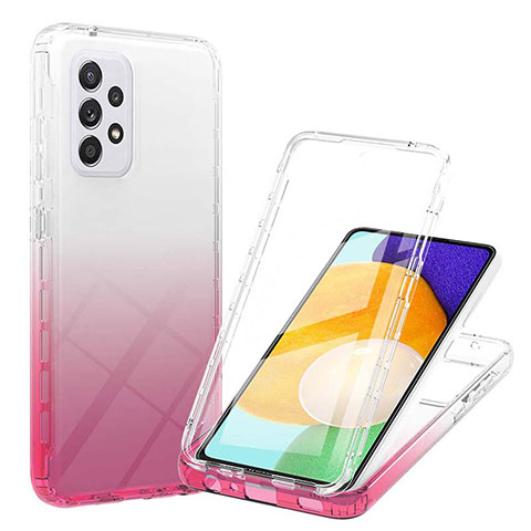 Silikon Hülle Handyhülle Ultra Dünn Flexible Schutzhülle Tasche Transparent Vorder und Rückseite 360 Grad Ganzkörper Farbverlauf ZJ1 für Samsung Galaxy A52 5G Rosa