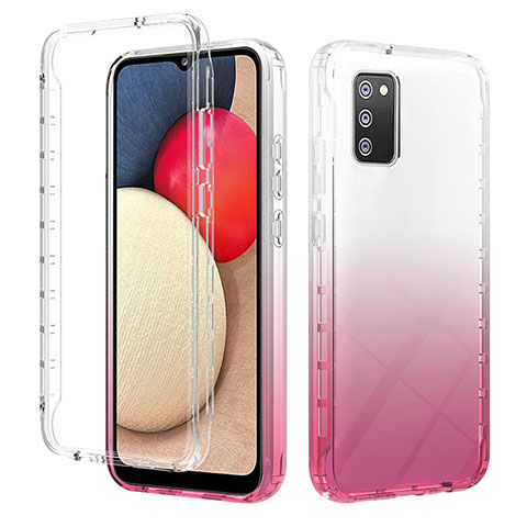 Silikon Hülle Handyhülle Ultra Dünn Flexible Schutzhülle Tasche Transparent Vorder und Rückseite 360 Grad Ganzkörper Farbverlauf ZJ2 für Samsung Galaxy A02s Rosa