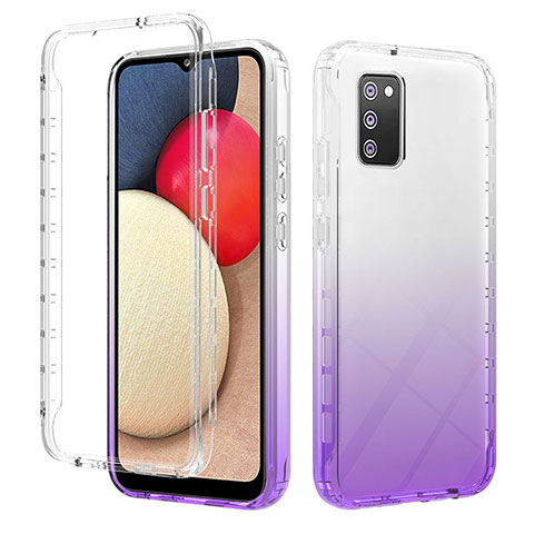 Silikon Hülle Handyhülle Ultra Dünn Flexible Schutzhülle Tasche Transparent Vorder und Rückseite 360 Grad Ganzkörper Farbverlauf ZJ2 für Samsung Galaxy A02s Violett