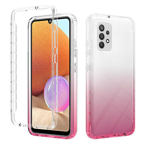 Silikon Hülle Handyhülle Ultra Dünn Flexible Schutzhülle Tasche Transparent Vorder und Rückseite 360 Grad Ganzkörper Farbverlauf ZJ2 für Samsung Galaxy A32 5G Rosa