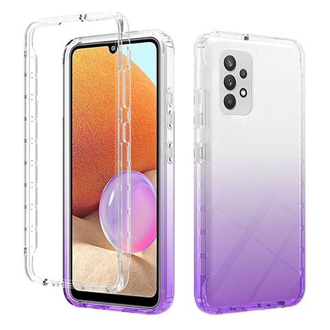 Silikon Hülle Handyhülle Ultra Dünn Flexible Schutzhülle Tasche Transparent Vorder und Rückseite 360 Grad Ganzkörper Farbverlauf ZJ2 für Samsung Galaxy A32 5G Violett