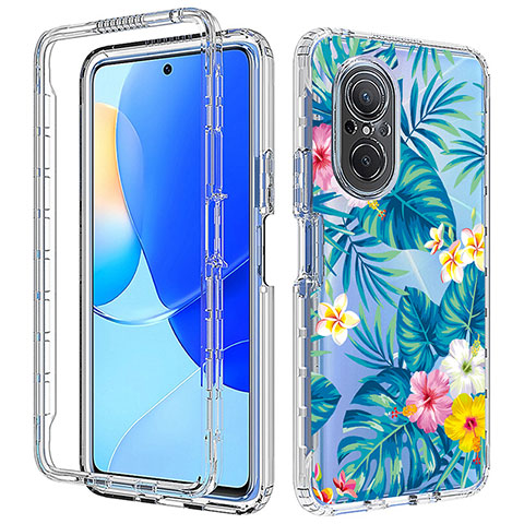 Silikon Hülle Handyhülle Ultra Dünn Flexible Schutzhülle Tasche Transparent Vorder und Rückseite 360 Grad Ganzkörper für Huawei Honor 50 SE 5G Cyan