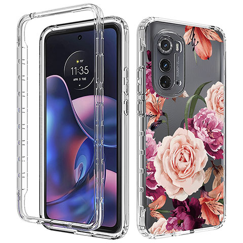 Silikon Hülle Handyhülle Ultra Dünn Flexible Schutzhülle Tasche Transparent Vorder und Rückseite 360 Grad Ganzkörper für Motorola Moto Edge (2022) 5G Pink