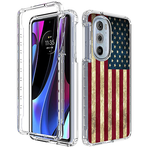 Silikon Hülle Handyhülle Ultra Dünn Flexible Schutzhülle Tasche Transparent Vorder und Rückseite 360 Grad Ganzkörper für Motorola Moto Edge 30 Pro 5G Plusfarbig