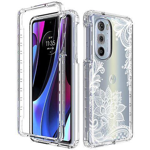 Silikon Hülle Handyhülle Ultra Dünn Flexible Schutzhülle Tasche Transparent Vorder und Rückseite 360 Grad Ganzkörper für Motorola Moto Edge 30 Pro 5G Weiß