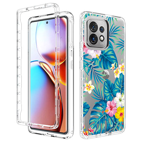 Silikon Hülle Handyhülle Ultra Dünn Flexible Schutzhülle Tasche Transparent Vorder und Rückseite 360 Grad Ganzkörper für Motorola Moto Edge 40 Pro 5G Cyan