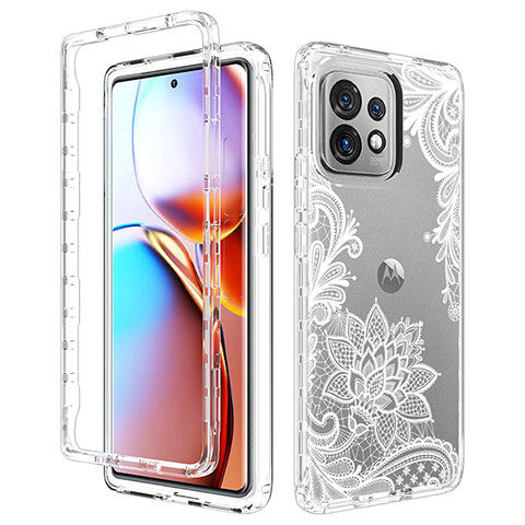 Silikon Hülle Handyhülle Ultra Dünn Flexible Schutzhülle Tasche Transparent Vorder und Rückseite 360 Grad Ganzkörper für Motorola Moto Edge 40 Pro 5G Weiß