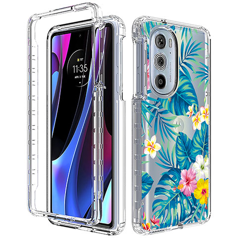 Silikon Hülle Handyhülle Ultra Dünn Flexible Schutzhülle Tasche Transparent Vorder und Rückseite 360 Grad Ganzkörper für Motorola Moto Edge Plus (2022) 5G Cyan