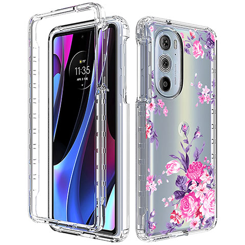 Silikon Hülle Handyhülle Ultra Dünn Flexible Schutzhülle Tasche Transparent Vorder und Rückseite 360 Grad Ganzkörper für Motorola Moto Edge Plus (2022) 5G Pink