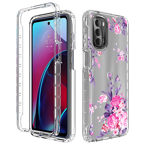 Silikon Hülle Handyhülle Ultra Dünn Flexible Schutzhülle Tasche Transparent Vorder und Rückseite 360 Grad Ganzkörper für Motorola Moto G Stylus (2022) 5G Pink