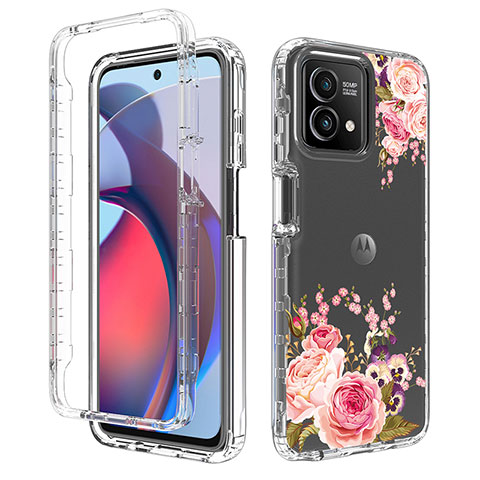 Silikon Hülle Handyhülle Ultra Dünn Flexible Schutzhülle Tasche Transparent Vorder und Rückseite 360 Grad Ganzkörper für Motorola Moto G Stylus (2023) 4G Pink