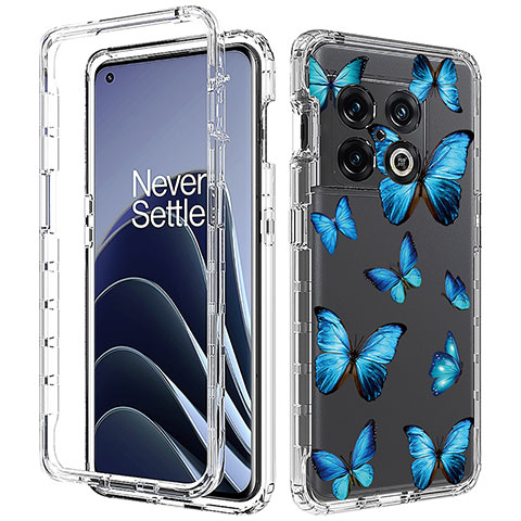 Silikon Hülle Handyhülle Ultra Dünn Flexible Schutzhülle Tasche Transparent Vorder und Rückseite 360 Grad Ganzkörper für OnePlus 10 Pro 5G Blau