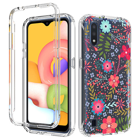 Silikon Hülle Handyhülle Ultra Dünn Flexible Schutzhülle Tasche Transparent Vorder und Rückseite 360 Grad Ganzkörper für Samsung Galaxy A01 SM-A015 Rot