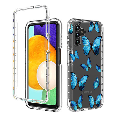 Silikon Hülle Handyhülle Ultra Dünn Flexible Schutzhülle Tasche Transparent Vorder und Rückseite 360 Grad Ganzkörper für Samsung Galaxy A04s Blau