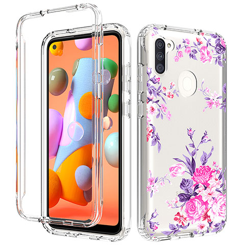 Silikon Hülle Handyhülle Ultra Dünn Flexible Schutzhülle Tasche Transparent Vorder und Rückseite 360 Grad Ganzkörper für Samsung Galaxy A11 Rosa