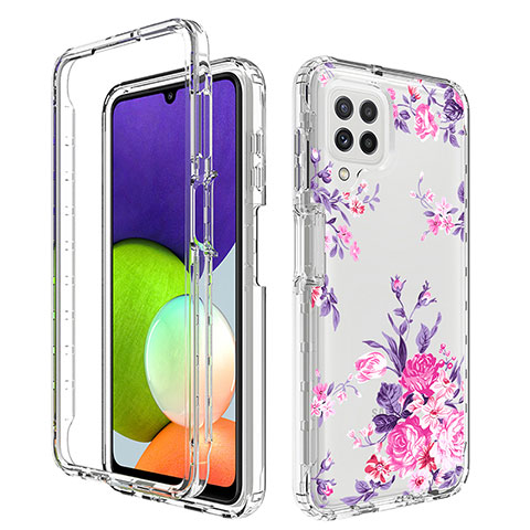 Silikon Hülle Handyhülle Ultra Dünn Flexible Schutzhülle Tasche Transparent Vorder und Rückseite 360 Grad Ganzkörper für Samsung Galaxy A22 4G Rosa