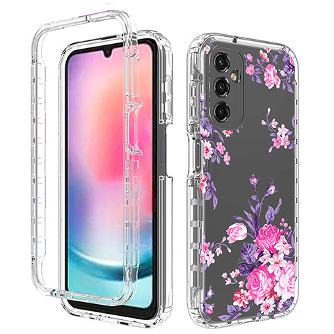 Silikon Hülle Handyhülle Ultra Dünn Flexible Schutzhülle Tasche Transparent Vorder und Rückseite 360 Grad Ganzkörper für Samsung Galaxy A24 4G Rosegold