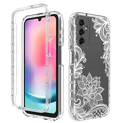 Silikon Hülle Handyhülle Ultra Dünn Flexible Schutzhülle Tasche Transparent Vorder und Rückseite 360 Grad Ganzkörper für Samsung Galaxy A24 4G Weiß