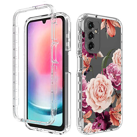 Silikon Hülle Handyhülle Ultra Dünn Flexible Schutzhülle Tasche Transparent Vorder und Rückseite 360 Grad Ganzkörper für Samsung Galaxy A25 5G Pink