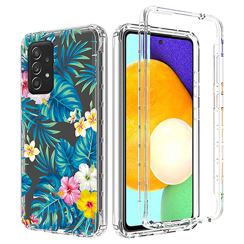 Silikon Hülle Handyhülle Ultra Dünn Flexible Schutzhülle Tasche Transparent Vorder und Rückseite 360 Grad Ganzkörper für Samsung Galaxy A52 4G Hellblau