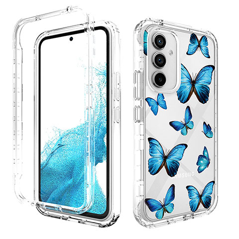 Silikon Hülle Handyhülle Ultra Dünn Flexible Schutzhülle Tasche Transparent Vorder und Rückseite 360 Grad Ganzkörper für Samsung Galaxy A54 5G Blau