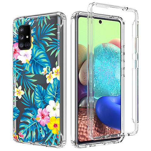 Silikon Hülle Handyhülle Ultra Dünn Flexible Schutzhülle Tasche Transparent Vorder und Rückseite 360 Grad Ganzkörper für Samsung Galaxy A71 4G A715 Hellblau