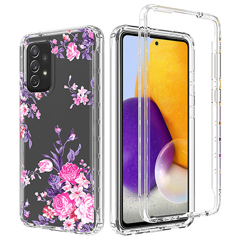 Silikon Hülle Handyhülle Ultra Dünn Flexible Schutzhülle Tasche Transparent Vorder und Rückseite 360 Grad Ganzkörper für Samsung Galaxy A72 5G Rosa