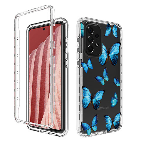 Silikon Hülle Handyhülle Ultra Dünn Flexible Schutzhülle Tasche Transparent Vorder und Rückseite 360 Grad Ganzkörper für Samsung Galaxy A73 5G Blau