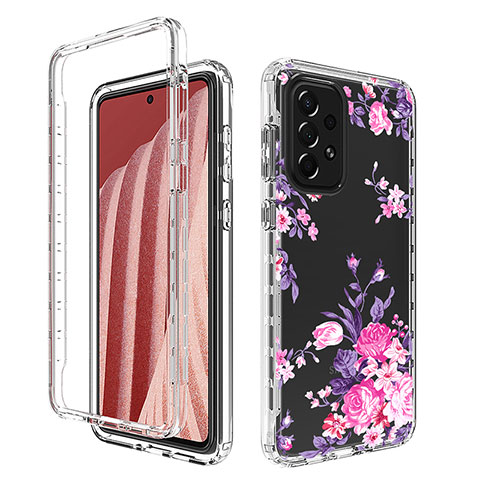 Silikon Hülle Handyhülle Ultra Dünn Flexible Schutzhülle Tasche Transparent Vorder und Rückseite 360 Grad Ganzkörper für Samsung Galaxy A73 5G Rosa