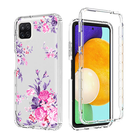 Silikon Hülle Handyhülle Ultra Dünn Flexible Schutzhülle Tasche Transparent Vorder und Rückseite 360 Grad Ganzkörper für Samsung Galaxy F42 5G Rosa