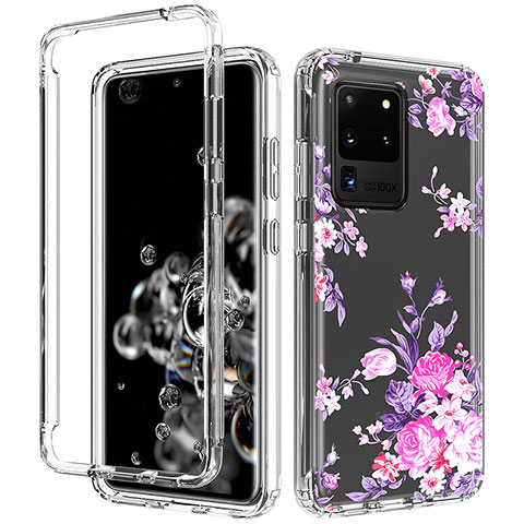 Silikon Hülle Handyhülle Ultra Dünn Flexible Schutzhülle Tasche Transparent Vorder und Rückseite 360 Grad Ganzkörper für Samsung Galaxy S20 Ultra 5G Rosa