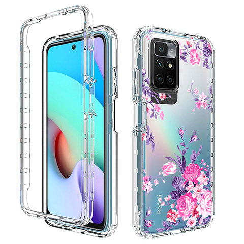 Silikon Hülle Handyhülle Ultra Dünn Flexible Schutzhülle Tasche Transparent Vorder und Rückseite 360 Grad Ganzkörper für Xiaomi Redmi 10 4G Rosa