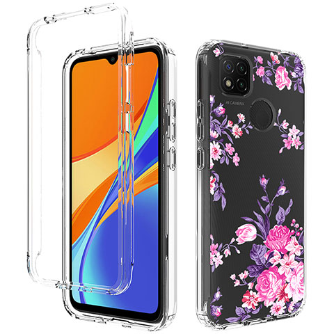 Silikon Hülle Handyhülle Ultra Dünn Flexible Schutzhülle Tasche Transparent Vorder und Rückseite 360 Grad Ganzkörper für Xiaomi Redmi 9 Activ Rosa