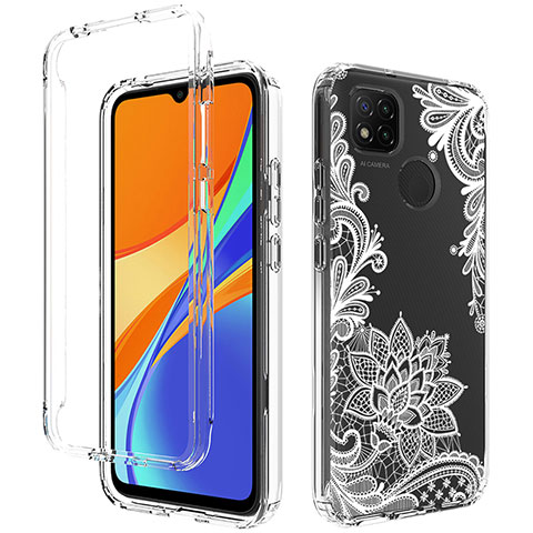 Silikon Hülle Handyhülle Ultra Dünn Flexible Schutzhülle Tasche Transparent Vorder und Rückseite 360 Grad Ganzkörper für Xiaomi Redmi 9 Activ Weiß