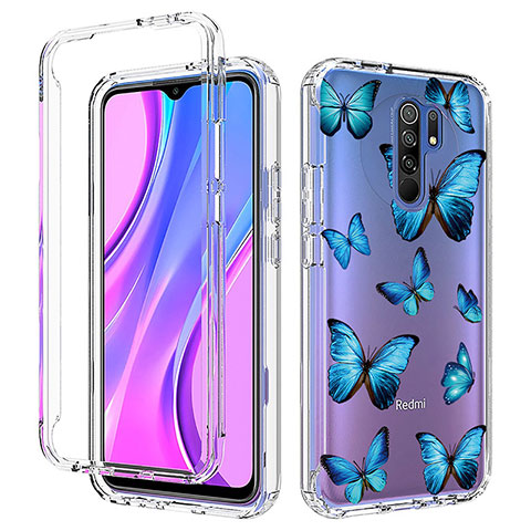 Silikon Hülle Handyhülle Ultra Dünn Flexible Schutzhülle Tasche Transparent Vorder und Rückseite 360 Grad Ganzkörper für Xiaomi Redmi 9 Blau