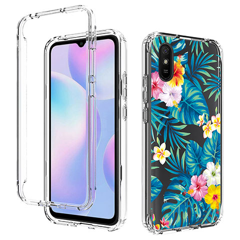 Silikon Hülle Handyhülle Ultra Dünn Flexible Schutzhülle Tasche Transparent Vorder und Rückseite 360 Grad Ganzkörper für Xiaomi Redmi 9i Hellblau