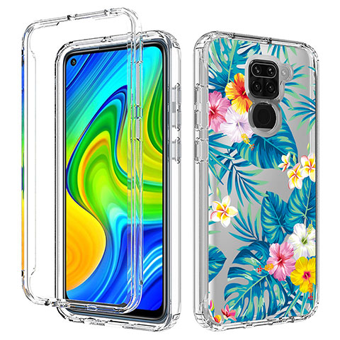 Silikon Hülle Handyhülle Ultra Dünn Flexible Schutzhülle Tasche Transparent Vorder und Rückseite 360 Grad Ganzkörper für Xiaomi Redmi Note 9 Hellblau