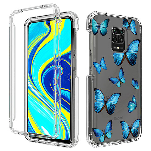 Silikon Hülle Handyhülle Ultra Dünn Flexible Schutzhülle Tasche Transparent Vorder und Rückseite 360 Grad Ganzkörper für Xiaomi Redmi Note 9 Pro Blau