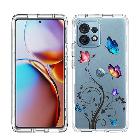 Silikon Hülle Handyhülle Ultra Dünn Flexible Schutzhülle Tasche Transparent Vorder und Rückseite 360 Grad Ganzkörper JX1 für Motorola Moto Edge 40 Pro 5G Hellblau