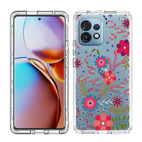 Silikon Hülle Handyhülle Ultra Dünn Flexible Schutzhülle Tasche Transparent Vorder und Rückseite 360 Grad Ganzkörper JX1 für Motorola Moto Edge 40 Pro 5G Rot