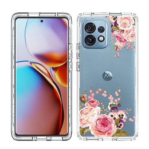 Silikon Hülle Handyhülle Ultra Dünn Flexible Schutzhülle Tasche Transparent Vorder und Rückseite 360 Grad Ganzkörper JX1 für Motorola Moto Edge Plus (2023) 5G Pink