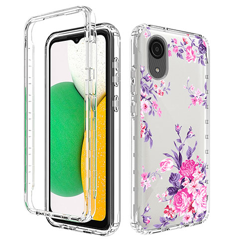 Silikon Hülle Handyhülle Ultra Dünn Flexible Schutzhülle Tasche Transparent Vorder und Rückseite 360 Grad Ganzkörper JX1 für Samsung Galaxy A03 Core Rosa