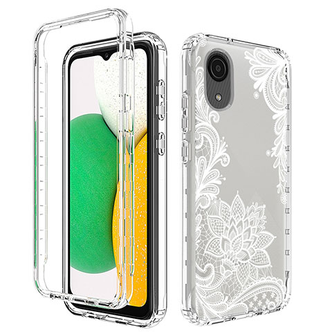 Silikon Hülle Handyhülle Ultra Dünn Flexible Schutzhülle Tasche Transparent Vorder und Rückseite 360 Grad Ganzkörper JX1 für Samsung Galaxy A03 Core Weiß