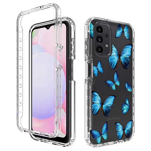 Silikon Hülle Handyhülle Ultra Dünn Flexible Schutzhülle Tasche Transparent Vorder und Rückseite 360 Grad Ganzkörper JX1 für Samsung Galaxy A13 4G Blau