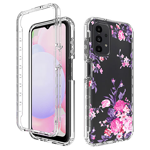 Silikon Hülle Handyhülle Ultra Dünn Flexible Schutzhülle Tasche Transparent Vorder und Rückseite 360 Grad Ganzkörper JX1 für Samsung Galaxy A13 4G Rosa