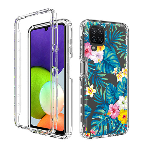 Silikon Hülle Handyhülle Ultra Dünn Flexible Schutzhülle Tasche Transparent Vorder und Rückseite 360 Grad Ganzkörper JX1 für Samsung Galaxy A22 4G Hellblau