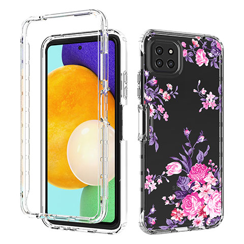 Silikon Hülle Handyhülle Ultra Dünn Flexible Schutzhülle Tasche Transparent Vorder und Rückseite 360 Grad Ganzkörper JX1 für Samsung Galaxy A22 5G Rosa