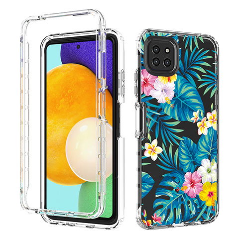 Silikon Hülle Handyhülle Ultra Dünn Flexible Schutzhülle Tasche Transparent Vorder und Rückseite 360 Grad Ganzkörper JX1 für Samsung Galaxy A22s 5G Hellblau