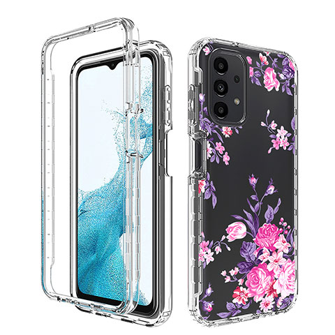 Silikon Hülle Handyhülle Ultra Dünn Flexible Schutzhülle Tasche Transparent Vorder und Rückseite 360 Grad Ganzkörper JX1 für Samsung Galaxy A23 4G Rosa