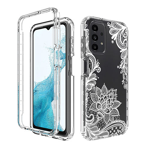 Silikon Hülle Handyhülle Ultra Dünn Flexible Schutzhülle Tasche Transparent Vorder und Rückseite 360 Grad Ganzkörper JX1 für Samsung Galaxy A23 4G Weiß